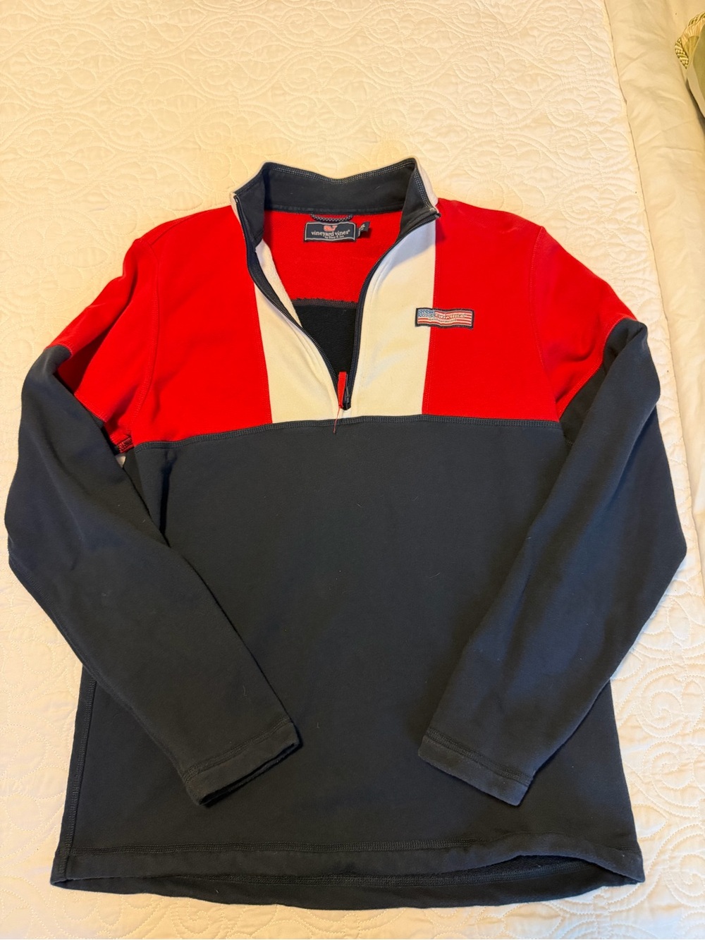 Vineyard Vines Boys Colorblock Quarter-Zip Sweater - Red, White & Blue